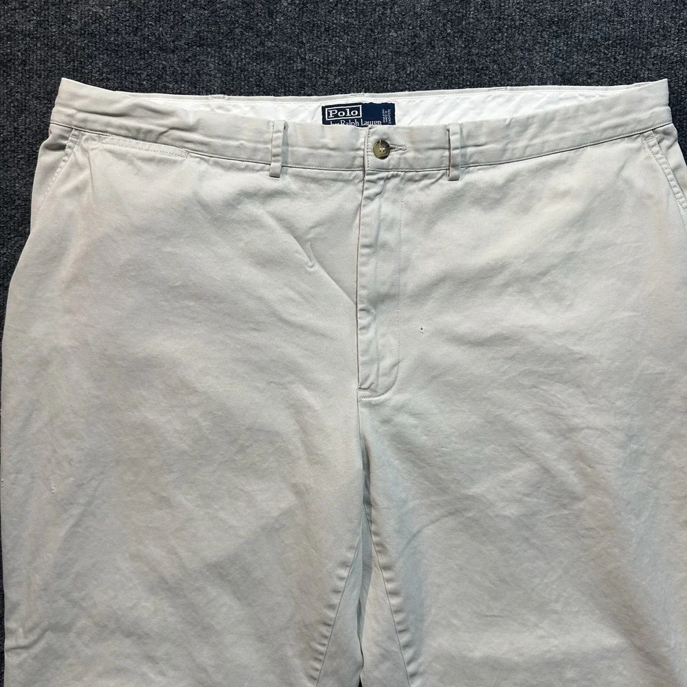 Vtg Polo Ralph Lauren Preston Chino Pants 42x30 Khaki Flat Front Cotton Twill